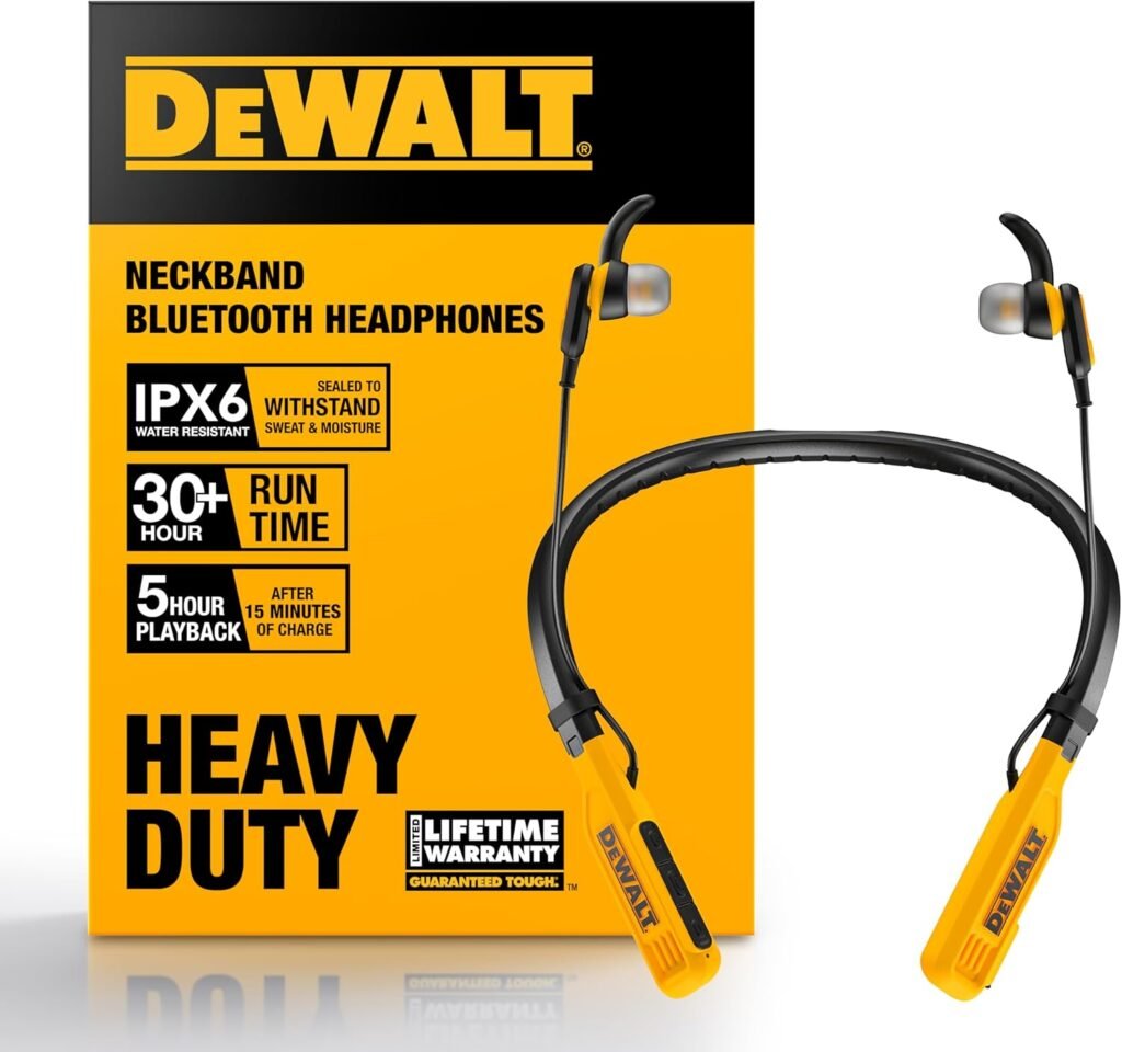 DEWALT Heavy Duty Bluetooth Neckband Headphones