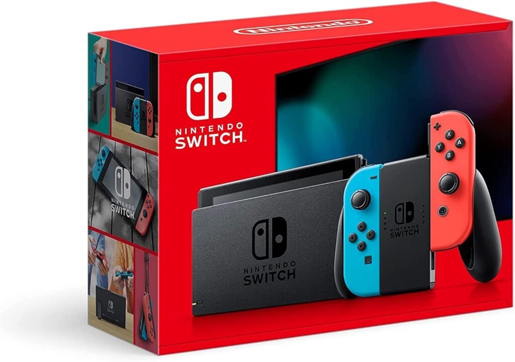 Nintendo Switch with Neon Blue and Neon Red