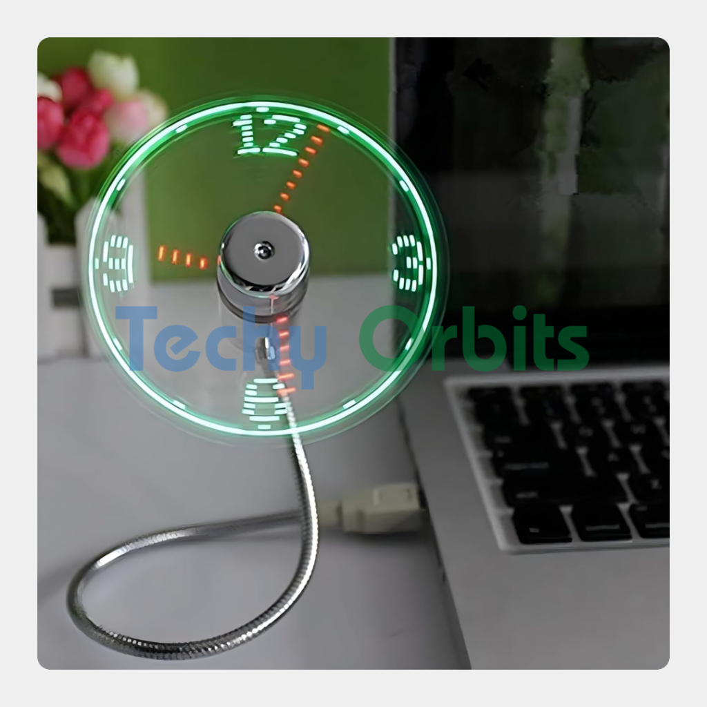 ONXE LED USB Clock Fan with Real Time Display